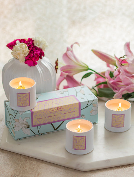 Floral Romance 3-Pack Candle Travel Tin Gift Set - Jackpot Candles