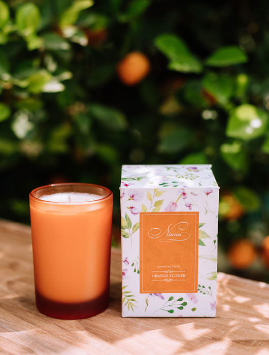 Orange Flower Candle